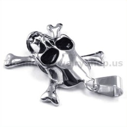 תליון גולגולת טיטניום עם עצמות מוצלבות - שרשרת חופשית