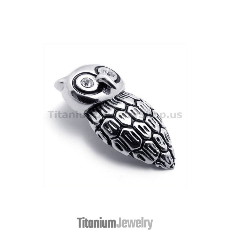 תליון ינשוף טיטניום עם יהלום - שרשרת חופשית