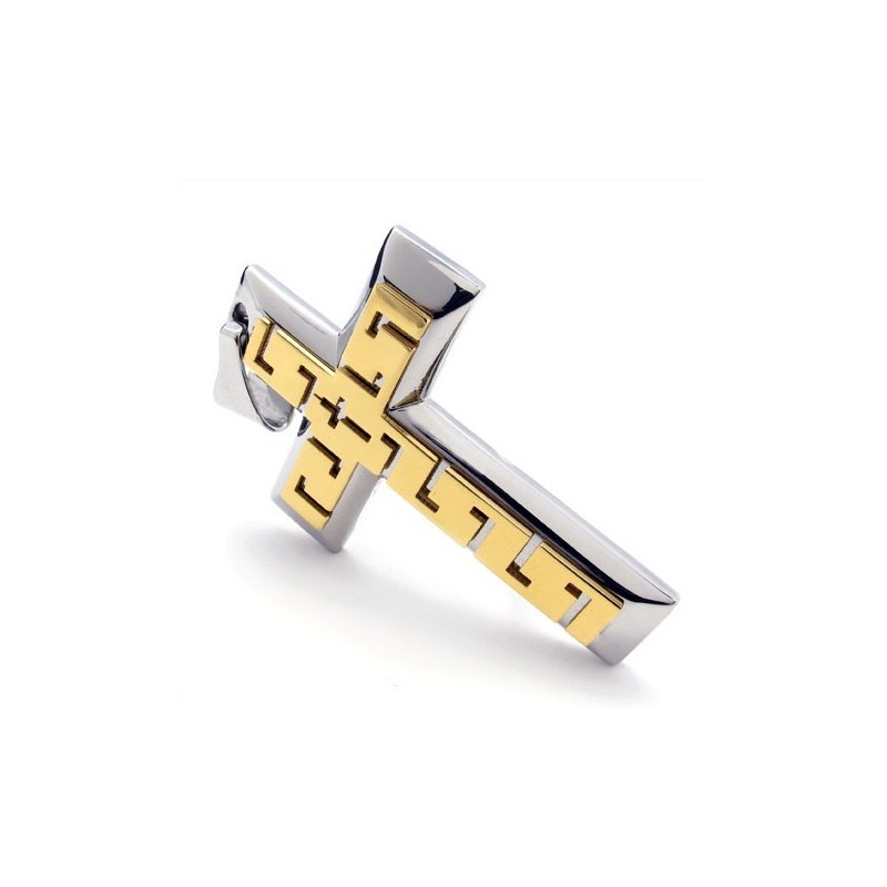 תליון טיטניום צלב זהב - שרשרת חופשית