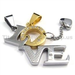 תליוני זהב של Love Titanium Lovers עם שרשראות ללא יהלומים