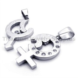 תליוני טיטניום לאוהבים עם שרשראות ללא יהלומים