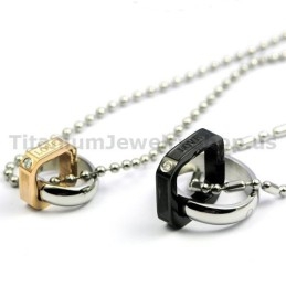 תליוני טיטניום לאוהבים עם יהלומים מתנות ליום האהבה - שרשראות חינם