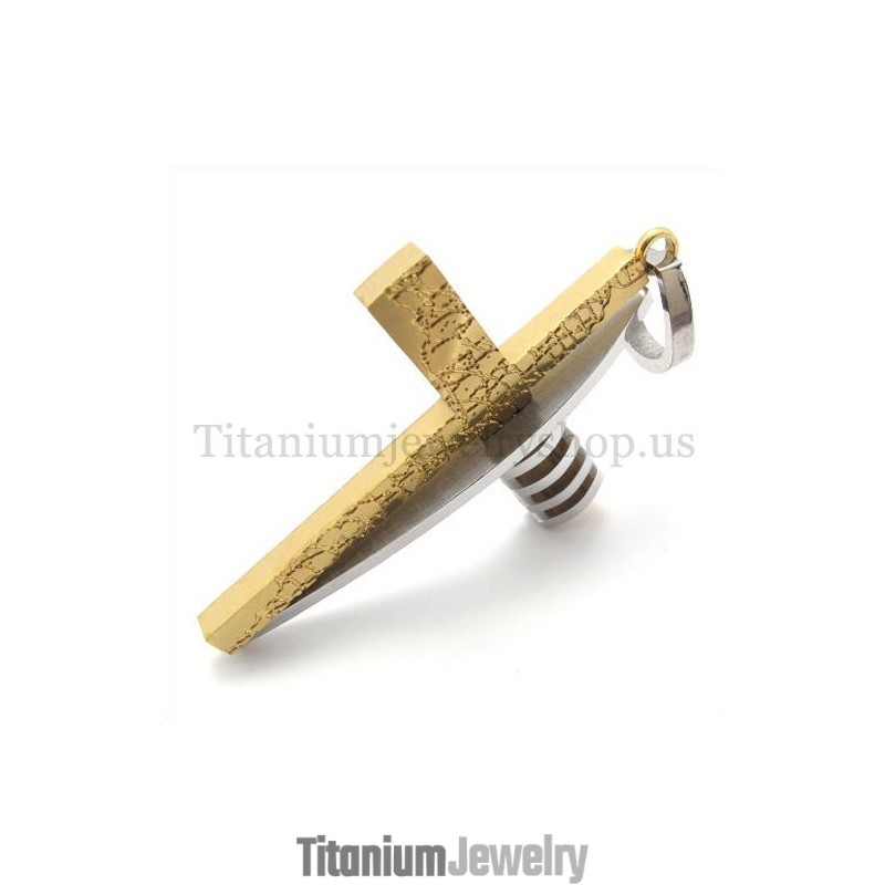 תליון צלב טיטניום לגברים בצורת זהב וכסף