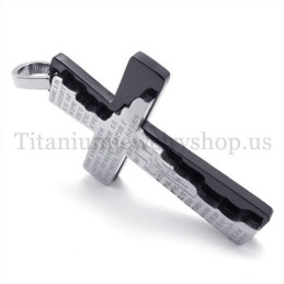 תליון צלב טיטניום אופנתי עם שתי שכבות של התנ"ך השחור