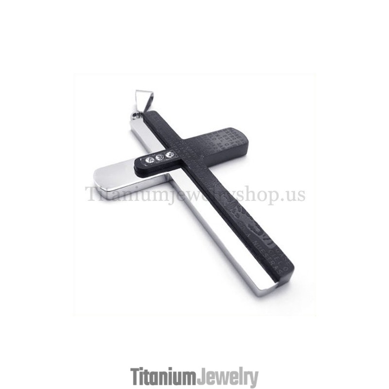 תליון צלב טיטניום אופנתי עם שתי שכבות