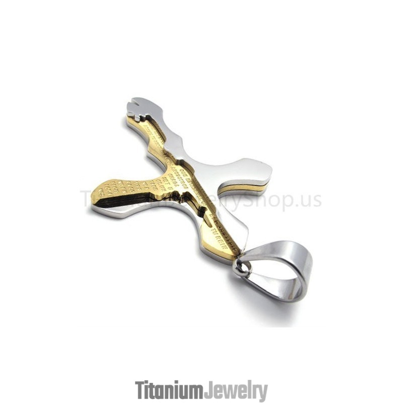 תליון טיטניום חדש עם אותיות מגולפות בזהב