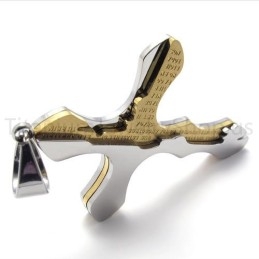 תליון טיטניום חדש עם אותיות מגולפות בזהב