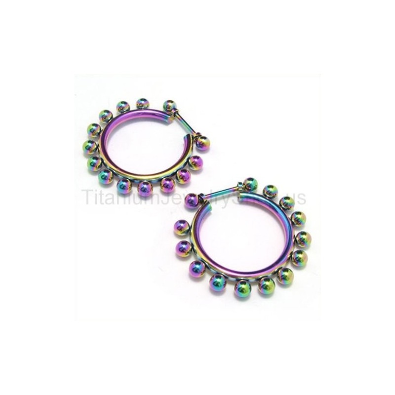 עגילי חרוזים בצבע טיטניום