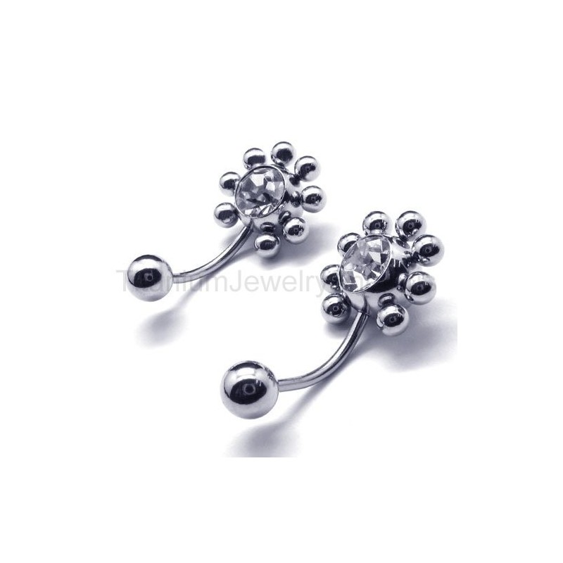 עגילי יהלומים משובצים מטיטניום חמניות