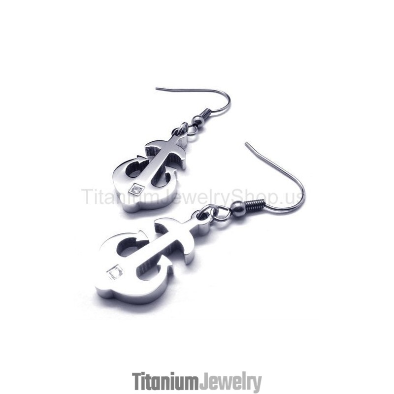 עגילי עוגן מכסף מטיטניום עגילי עוגן מכסף מטיטניום
