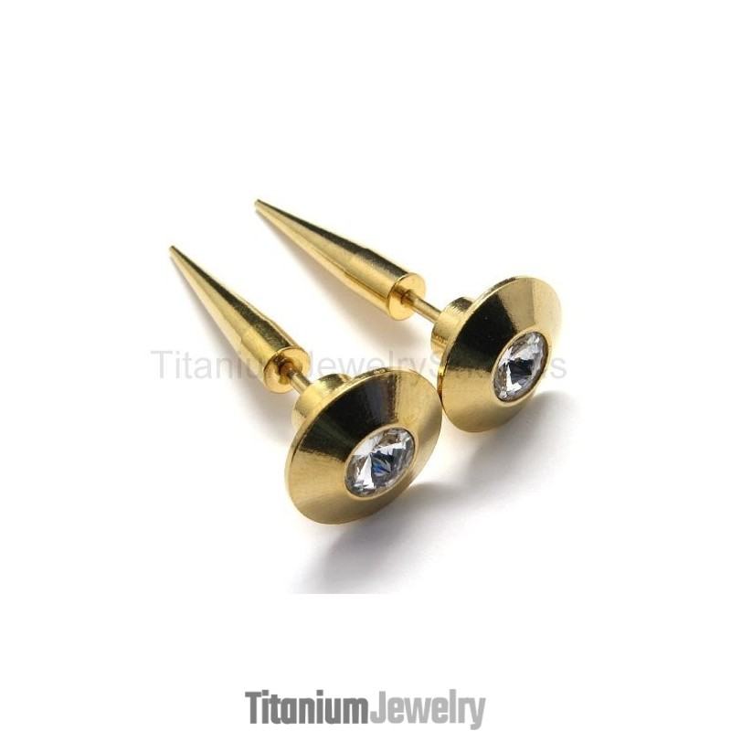 עגילי טיטניום משובצים בזהב