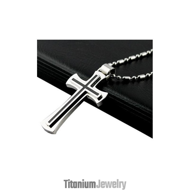 תליון צלב לגברים מטיטניום טהור 01