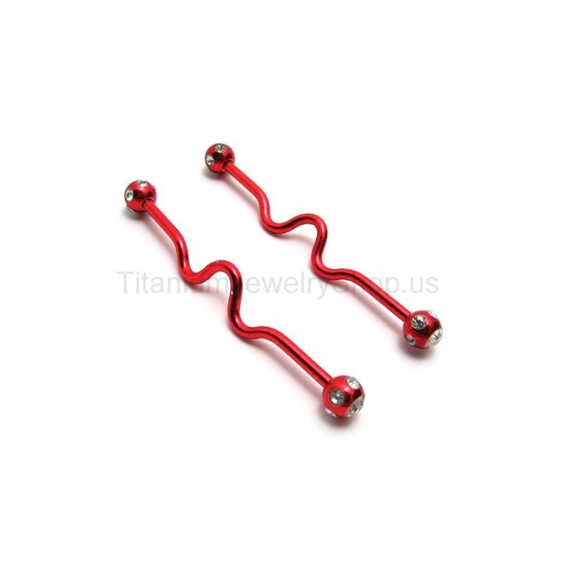 עגילי טיטניום אדומים מעוותים