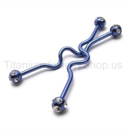 עגילי טיטניום כחולים מעוותים