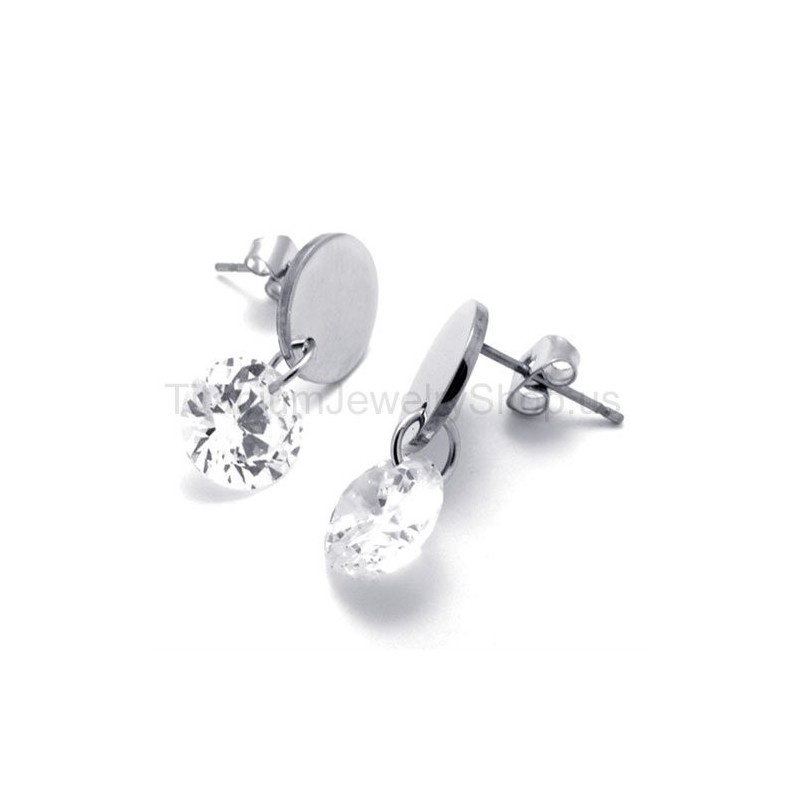 עגילי טיטניום עם יהלומים