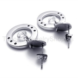 עגילי לולאה מטיטניום עם יהלום