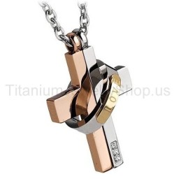 תליוני טיטניום לאוהבים בסגנון Love Forever בשתי שכבות