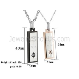 תליוני אוהבים מטיטניום מזהב ורוד ושחור עם שרשראות ויהלומים בחינם C508