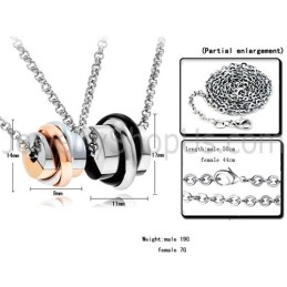 תליוני אוהבים מטיטניום זהב ורוד ושחור עם צ'יינס חינם C622