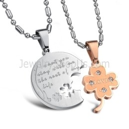 תליוני אוהדי פרחים מטיטניום כסף וזהב ורוד עם אבני חן ושרשראות חינם C599