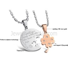 תליוני אוהדי פרחים מטיטניום כסף וזהב ורוד עם אבני חן ושרשראות חינם C599