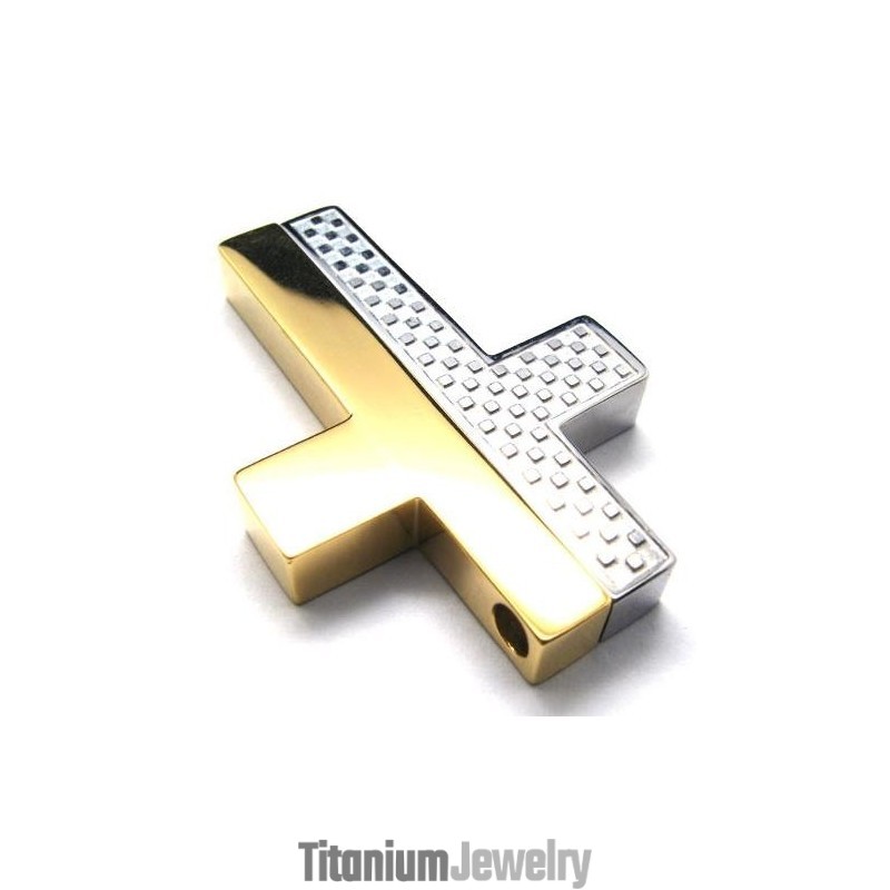 תליון צלב גבר 2 חלקים מפלדת טיטניום (שרשרת חינם)