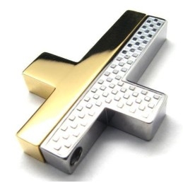 תליון צלב גבר 2 חלקים מפלדת טיטניום (שרשרת חינם)