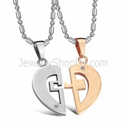 תליוני אוהבי אהבה מטיטניום מזהב ורוד וכסף עם אבני חן ושרשראות חינמיות C641