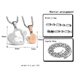 תליוני אוהבי טיטניום מזהב ורוד וכסף עם אבני חן ושרשראות חינם C600