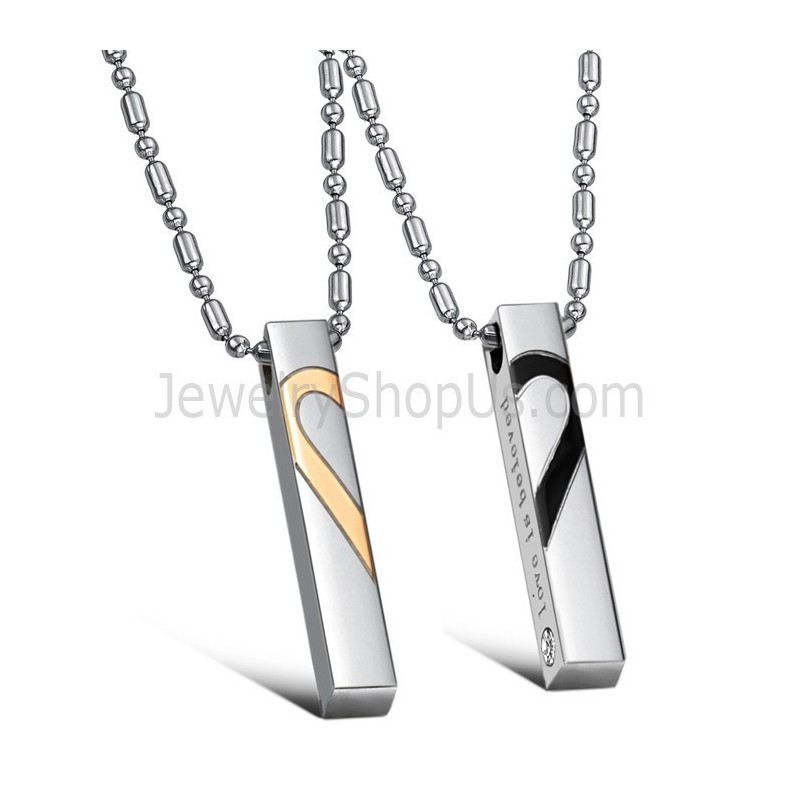 תליוני אוהבי טיטניום מזהב ורוד ושחור עם שרשראות חינם C697 תליוני אוהבי טיטניום מזהב ורוד ושחור עם שרשראות חינם C697
