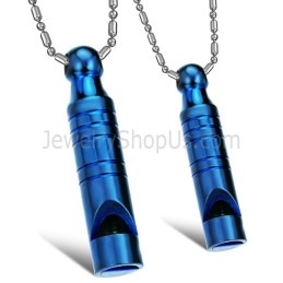 תליוני משרוקית כחולים מטיטניום עם שרשראות חינם C205