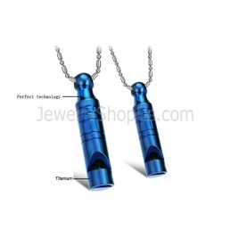 תליוני משרוקית כחולים מטיטניום עם שרשראות חינם C205