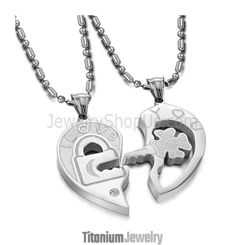 תליוני מפתח ומנעול טיטניום לאוהבים עם אבני חן ושרשראות חינם C553 תליוני מפתח ומנעול טיטניום לאוהבים עם אבני חן ושרשראות חינם C553