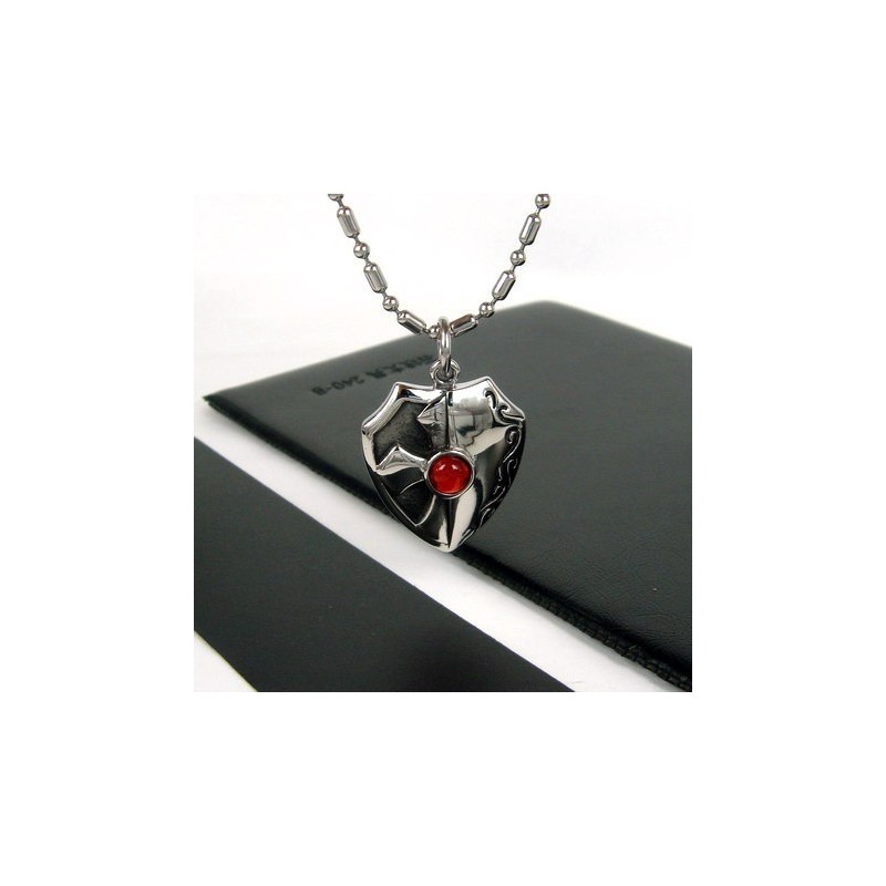 שרשרת תליון טיטניום טהור אמיתית מעץ אגת אדום לגברים מתנה 4596