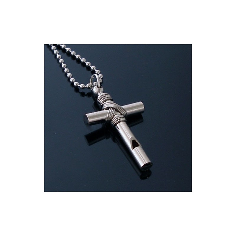 תליון משרוקית צלב לגברים - שרשרת חינם