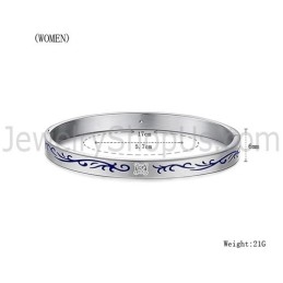 צמידי זוג טטניום עם פרחים כחולים C858