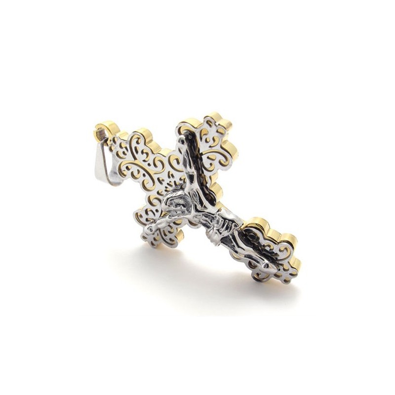 תליון טיטניום צלב זהב של ישו