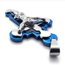 תליון צלב טיטניום כחול של ישו