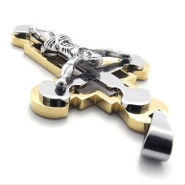 תליון צלב טיטניום מזהב של ישו