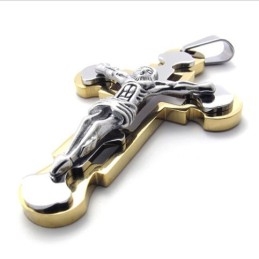 תליון צלב טיטניום מזהב של ישו