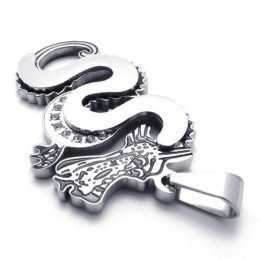 תליון טיטניום דרקון מכסף