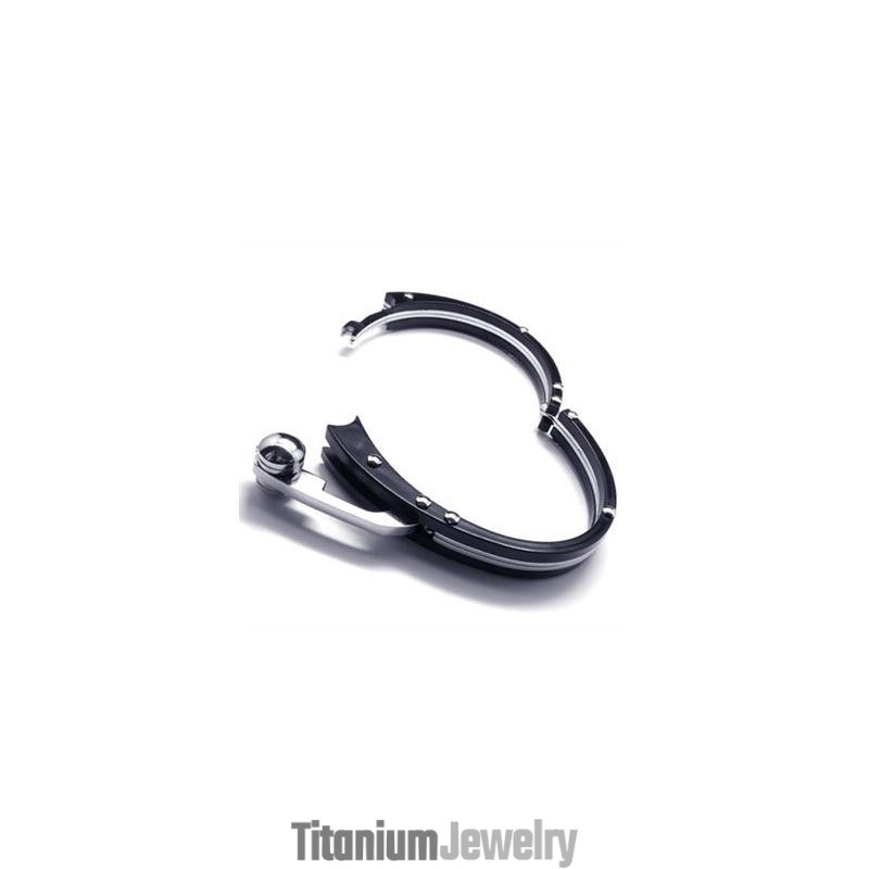 צמיד טיטניום טהור מכסף שחור לגברים