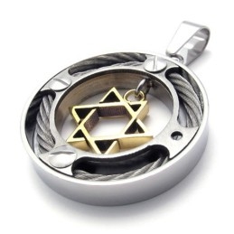 טבעת כבלים תליון טיטניום לאוהבי כוכב זהב