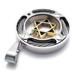 טבעת כבלים תליון טיטניום לאוהבי כוכב זהב