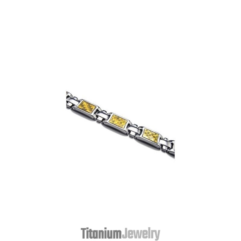צמיד מגנטי טיטניום טהור מזהב וכסף לגברים