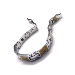 צמיד מגנטי טיטניום טהור מזהב וכסף לגברים