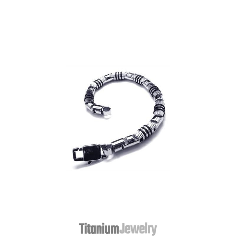 צמיד טיטניום טהור 316L כסוף שחור לגברים