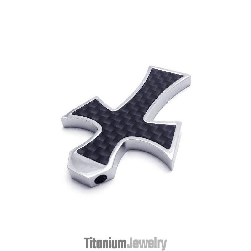 שרשרת תליון צלב טיטניום טהור מכסף שחור לגברים