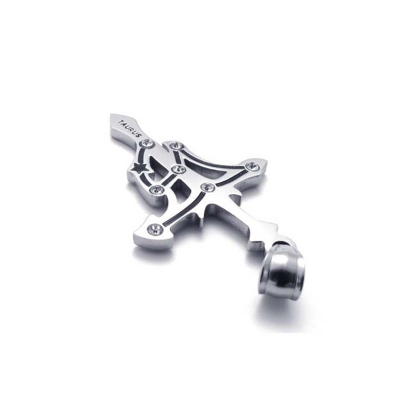 תליון טיטניום של מזל שור עם אבני חן