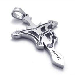 תליון טיטניום של מזל שור עם אבני חן